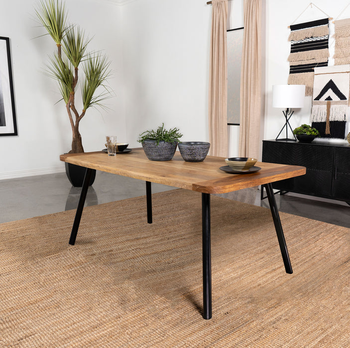 Maverick Rectangular Tapered Legs Dining Table Natural Mango and Black
