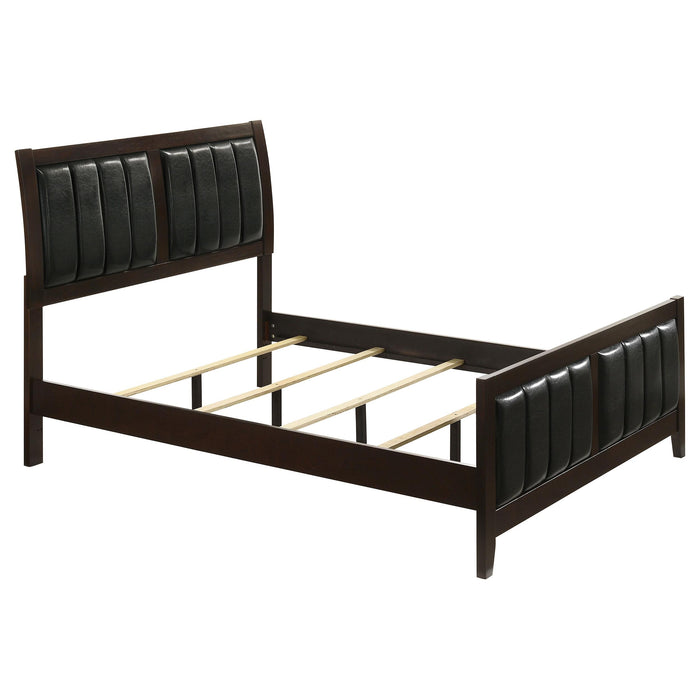 Carlton Full & Twin Upholstered Panel Bed Cappuccino and Black